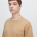 Хлопчатобумажная футболка Uniqlo U AIRism в полоску оверсайз с круглым вырезом и коротким рукавом Бежевый
